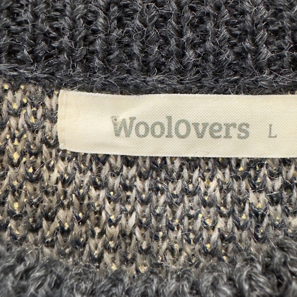 WoolOvers Men’s 100% Wool Gray White Cozy Crewneck Knit Sweater Pullover L - Picture 3 of 8